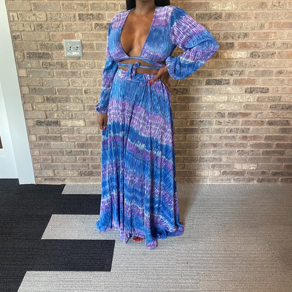 Tie Dye 2 pc Cropped Top Maxi Skirt Set
